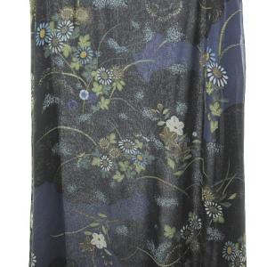 KENZO 美品 スカート 花柄 総柄 マキシ丈 ブラック×ネイビー系 マルチカラー 0511 NGA35