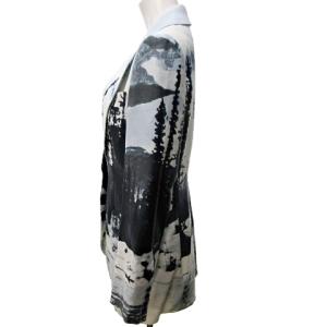 GIVENCHY COUTURE ヴィンテージ テーラードジャケット ウール混 総柄 プリント 総裏 2B 青 白