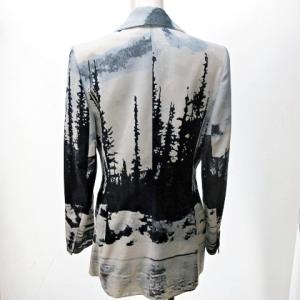 GIVENCHY COUTURE ヴィンテージ テーラードジャケット ウール混 総柄 プリント 総裏 2B 青 白