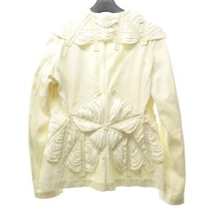 ISSEY MIYAKE 刺し子 テーラードジャケット ジップ コットン ノーカラー 刺繍 IM31FD023 3 白
