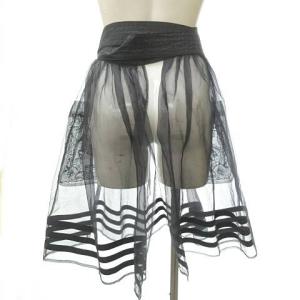 Jean Paul GAULTIER ラップ スカート ホース刺繍 シアー 異素材 シースルー シアー チュール ブラック