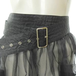 Jean Paul GAULTIER ラップ スカート ホース刺繍 シアー 異素材 シースルー シアー チュール ブラック