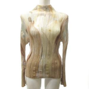 マーブルプリントボックスプリーツシャツ M ベージュ