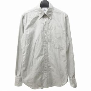 1818 ボタンダウンシャツ ポケット付き 無地 長袖 コットン グレー系 BB00 約S 0515