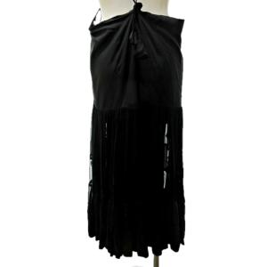 Jean Paul GAULTIER FEMME ラップスカート シルク混 ロング丈 レース シースルー 素材切り替え 40 ブラック