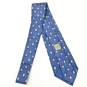 HERMES 美品 ネクタイ シルク 総柄 フクロウ 鳥 ビジネス 青 ブルー 系 NGA35 0525