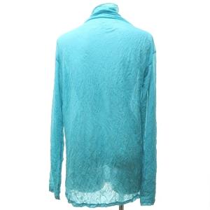 ISSEY MIYAKE シワ加工 ハイネック カットソー Tシャツ ロンT シャツ ブラウス 長袖 水色 青 ブルー M 0518
