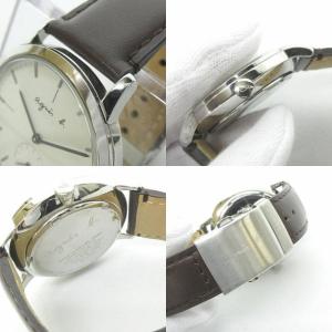 agnes b. 腕時計 クォーツ スモールセコンド ロゴ レザーベルト 白文字盤 VD78-KH80 可動品 電池交換済 茶 ブラウン 0520