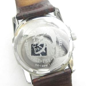 DIESEL 腕時計 DZ-1399 マスターチーフ クォーツ アナログ ラウンド 青文字盤 ステンレス×レザー 稼働品 電池交換済 0520
