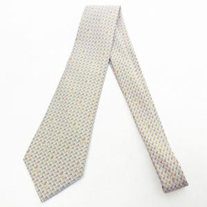 CHANEL 美品 ネクタイ シルク ココマーク チェック ロゴ ビジネス ブルー オレンジ 系 NGA35 0523