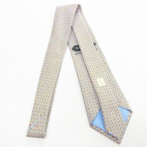 CHANEL 美品 ネクタイ シルク ココマーク チェック ロゴ ビジネス ブルー オレンジ 系 NGA35 0523