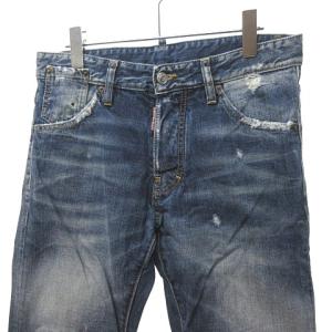 DSQUARED2 デニム パンツ ジーンズ クラッシュ ダメージ リペア 加工 コットン 74LA055530214 インディゴ 青 ブルー