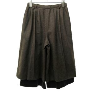 VALENTINO GARAVANI ヴィンテージ クロップドパンツ ワイド 切替 ベロア センタープレス 茶 ブラウン 系 6 約S NGA35 0605