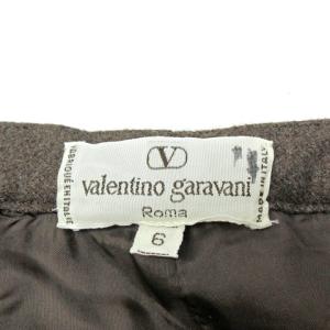 VALENTINO GARAVANI ヴィンテージ クロップドパンツ ワイド 切替 ベロア センタープレス 茶 ブラウン 系 6 約S NGA35 0605