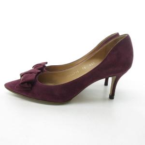 Salvatore Ferragamo リボンデザイン パンプス スウェード レザー ハイヒール 紫 パープル 6 1