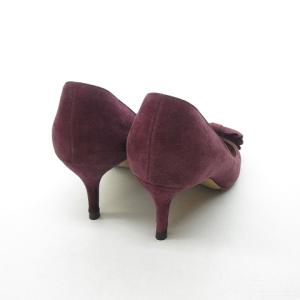 Salvatore Ferragamo リボンデザイン パンプス スウェード レザー ハイヒール 紫 パープル 6 1