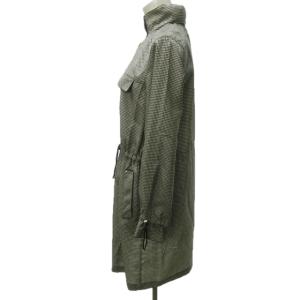 Leilian 美品 ギンガムチェック ロングコート ジャケット フード収納 白 黒 ホワイト ブラック 11 約L ECR 0530