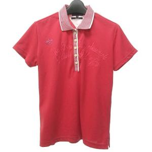 23区 SPORT 美品 ポロシャツ Tシャツ カットソー ロゴ 刺繍 ビーズ 半袖 ゴルフウエア ピンク系 3 約L 0609 GY08
