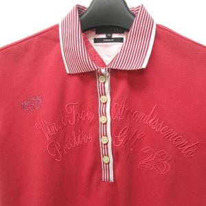 23区 SPORT 美品 ポロシャツ Tシャツ カットソー ロゴ 刺繍 ビーズ 半袖 ゴルフウエア ピンク系 3 約L 0609 GY08