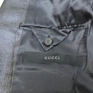 GUCCI テーラードジャケット ブレザー 光沢 ストレッチ 総裏 2B 黒 48