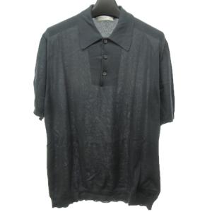 美品 ニット ポロシャツ カットソー コットン 半袖 灰 グレー 48 約M NGA35 0609