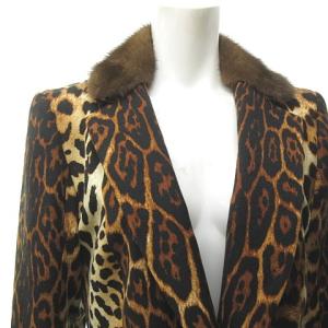 Christian Dior テーラードジャケット レオパード柄 ミンクファー 44 ブラウン