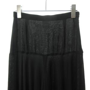 Christian Dior 美品 ヴィンテージ シルク100％ ワイドパンツ フリル 黒 ブラック 9 約M 0607 NGA35