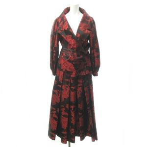 Christian Dior ヴィンテージ セットアップ ジャケット スカート 花柄 9 レッド
