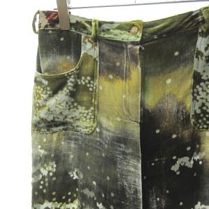 Christian Dior シルク混 ベロア ベルベット パンツ スラックス 総柄 レース カーキ系 40