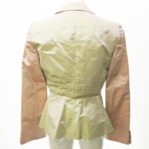 ARMANI COLLEZIONI 美品 ジャケット シルク サテン ステッチ デザイン 玉虫色 ピンク ベージュ 系 42 約L  NGA35 0615