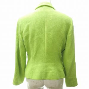 KENZO 美品 ジャケット ブルゾン フラワー 花 刺繍 ワッペン モチーフ コットン 黄緑 40 約M 0621 NGA35