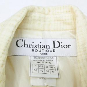 Christian Dior セットアップ パンツ スーツ ウール チェック テーラードジャケット ダブル 総裏 38 アイボリー