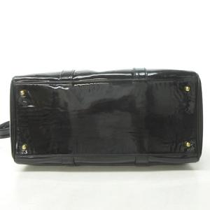 CHANEL 2WAY ココマーク ボストンバッグ エナメル ロゴ チャーム付き 黒