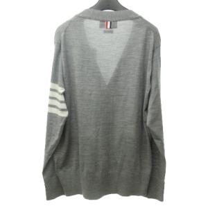 THOM BROWNE 4BAR CLASSIC V-NECK CARDIGAN IN FINE MERINO 3 グレー