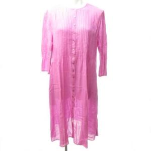 21-22年 タグ付き シャツワンピース チュニック ブラウス ピンタック プリーツ ひざ丈 長袖 リネン100% GBBFJ-57260