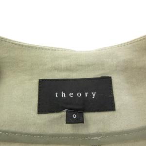 Theory セットアップ ワンピーススーツ リネン ノーカラージャケット ストレッチ ひざ丈 灰 グレー 系 0 約XS 0728