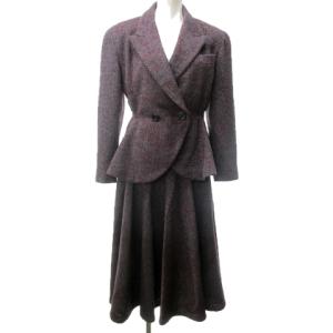 BOUTIQUE ヴィンテージ セットアップスーツ ツイード ジャケット スカート パープル