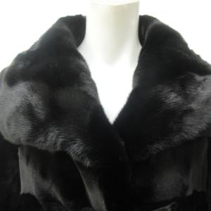 ROBERTA DI CAMERINO ミンクファー シェアード コート ストラップ ショート丈 切替 総裏地 シルク ブラック