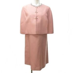 タグ付き 18年 11S519 ワンピース アンサンブル ケープ フレア ビジュー パールボタン ピンク 1 約S 0813