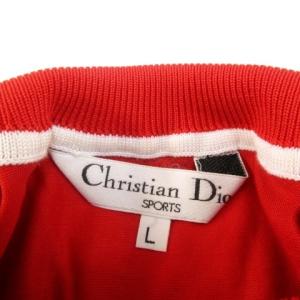Christian Dior SPORTS 美品 ヴィンテージ カットソー ロゴ 刺繍 ハイネック コットン 長袖 赤 レッド L 0818