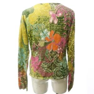 KENZO JUNGLE 美品 ニット カーディガン 花柄 総柄 コットン 長袖 マルチカラー L 0818