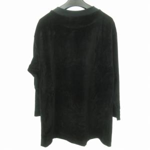 Christian Dior ヴィンテージ ベロア カットソー ロングTシャツ 長袖 刺繍 黒 ブラック M 0818