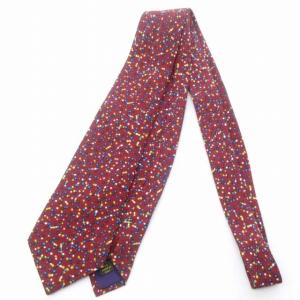 LOUIS VUITTON 美品 ネクタイ シルク ドット調 総柄 赤茶 ブラウン 系 0822