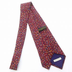 LOUIS VUITTON 美品 ネクタイ シルク ドット調 総柄 赤茶 ブラウン 系 0822