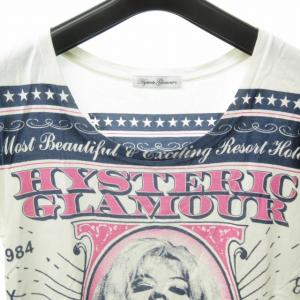 HYSTERIC GLAMOUR Ｔシャツ カットソー 半袖 ヒスガール ロゴプリント 総柄 白 ホワイト F 0826