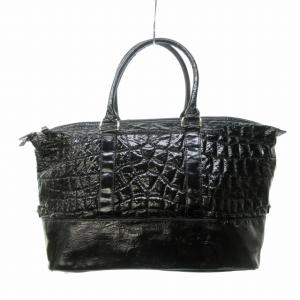 HYSTERIC GLAMOUR エナメル トートバッグ ハンドバッグ レザー ステッチ デザイン チャーム付 黒 ブラック 0826