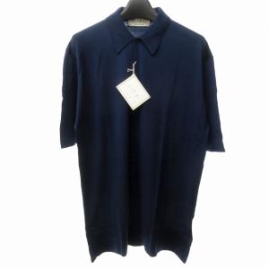 タグ付 ヴィンテージ ニット ポロシャツ コットン 半袖 紺 ネイビー 102cm M STK 0903