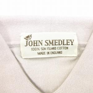 JOHN SMEDLEY 美品 ニット ポロシャツ コットン 半袖 灰 グレー ベージュ 系 102cm M STK 0902