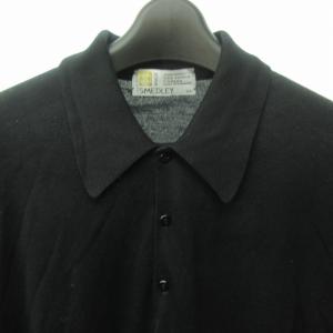 JOHN SMEDLEY ヴィンテージ ニットポロシャツ カットソー 半袖 無地 黒 ブラック 44 約M STK 0829