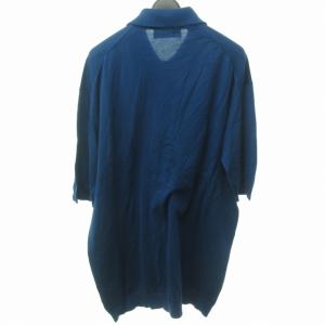 JOHN SMEDLEY ヴィンテージ ニットポロシャツ カットソー 半袖 無地 青 ブルー 44 約M STK 0830